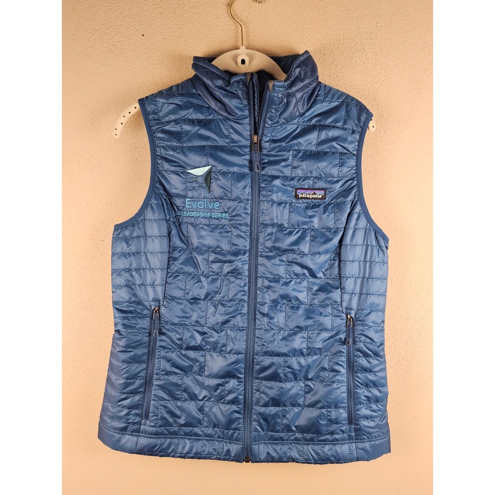 Patagonia Womens Thermal Blue Nano Puff Vest Medium - Embroidered